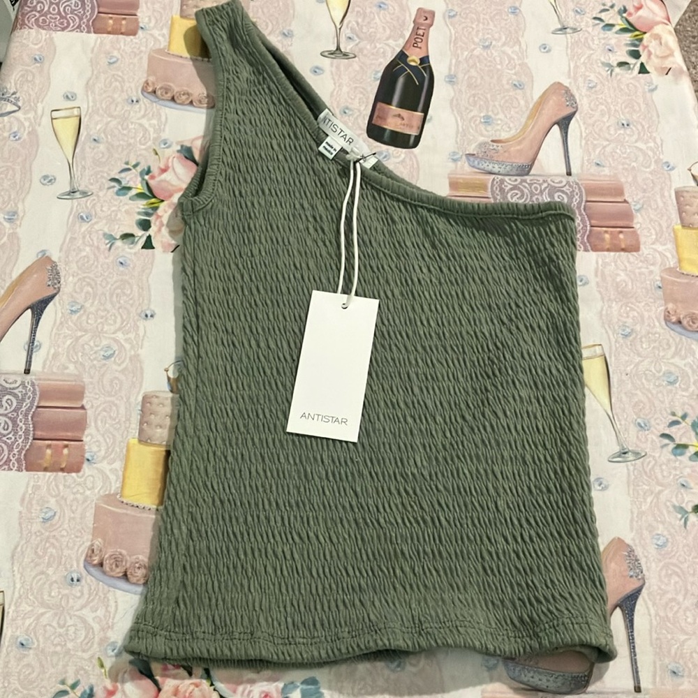 Olive Green One-Shoulder Top